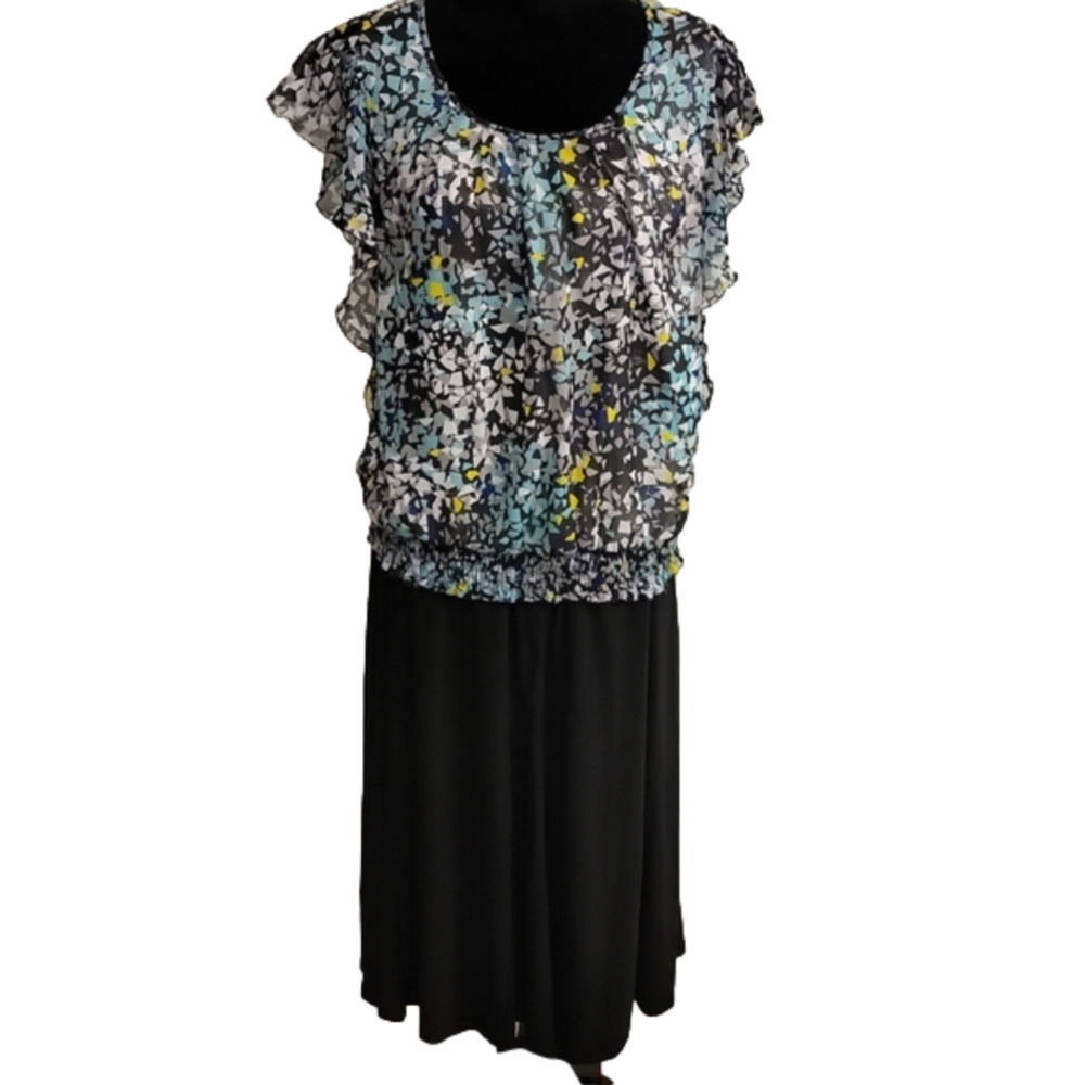 CATO 2 piece skirt set with multicolor top and black skirt size large